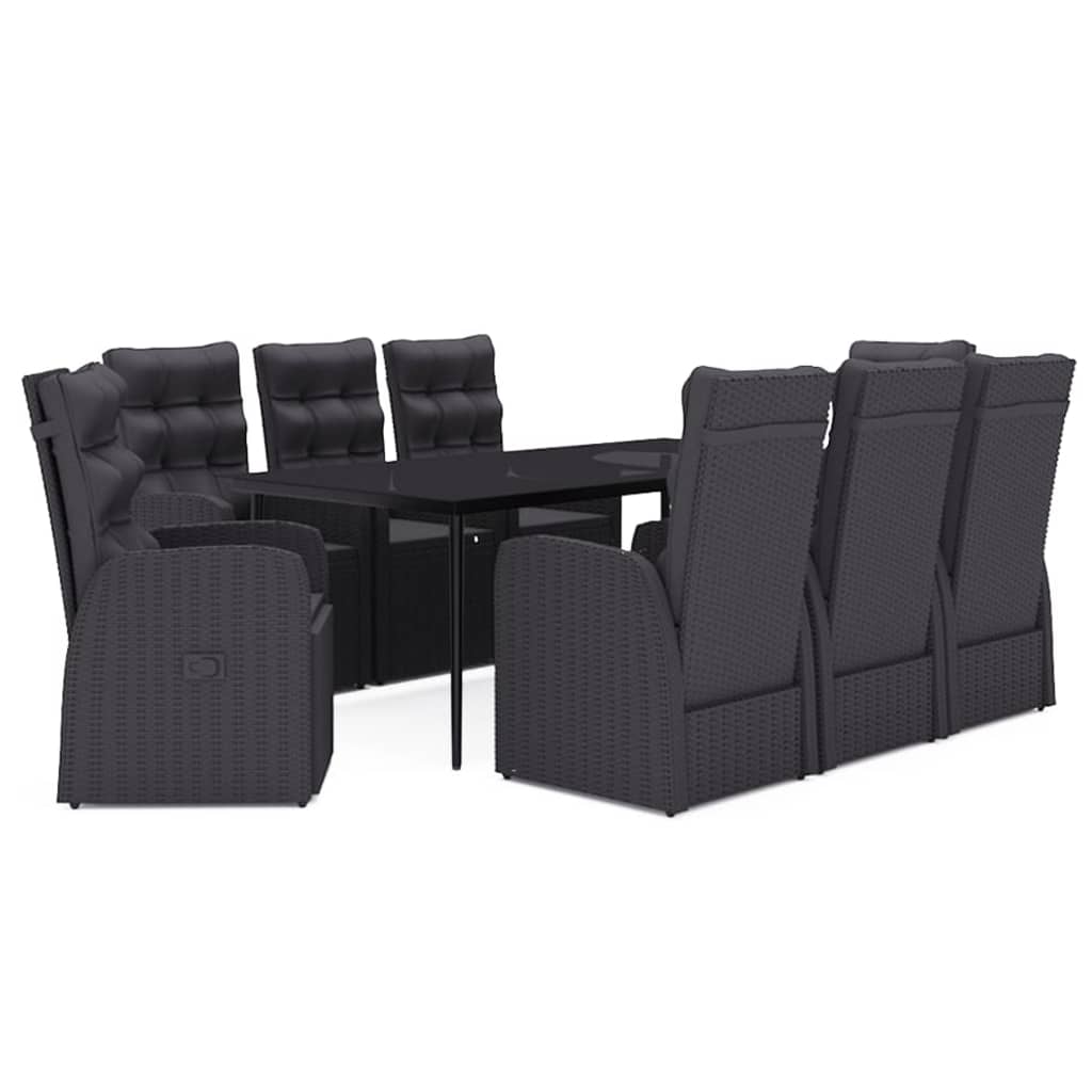 Set mobilier pentru grădină, 9 piese, negru GartenMobel Dekor