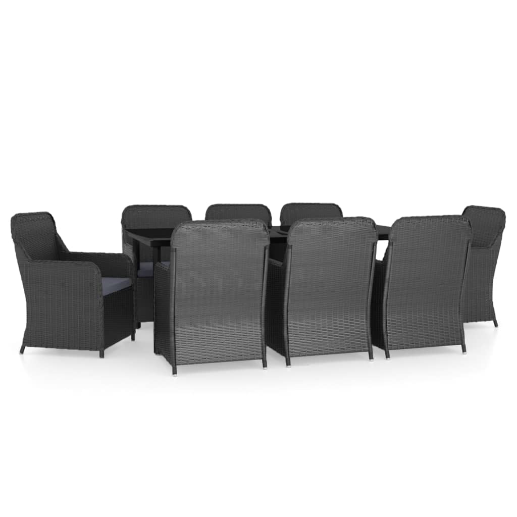 Set mobilier pentru grădină, cu perne, 9 piese, negru GartenMobel Dekor