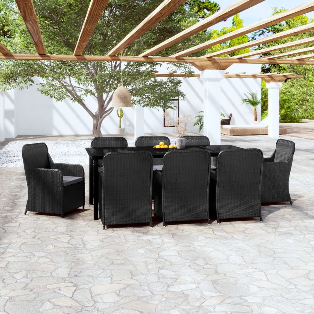 Set mobilier pentru grădină, cu perne, 9 piese, negru GartenMobel Dekor