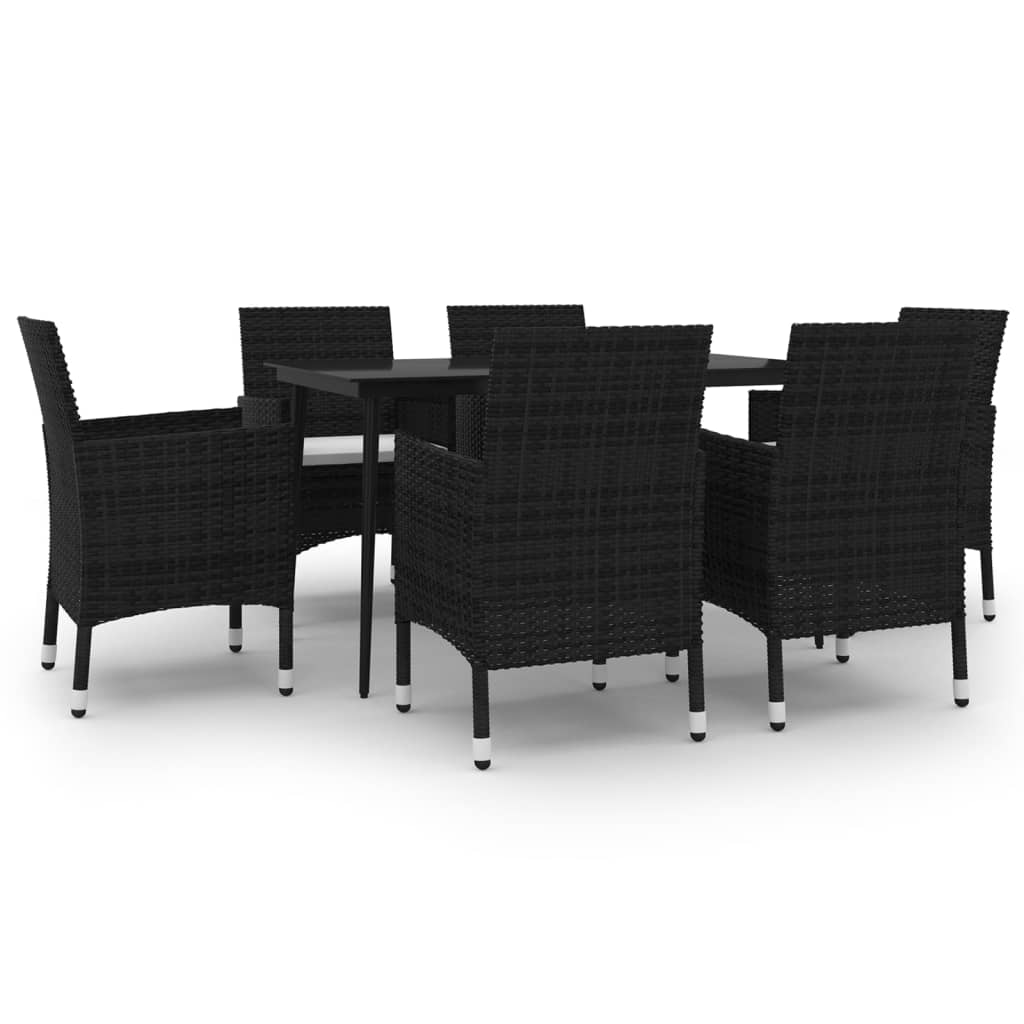 Set mobilier de grădină cu perne, 7 piese, poliratan și sticlă GartenMobel Dekor