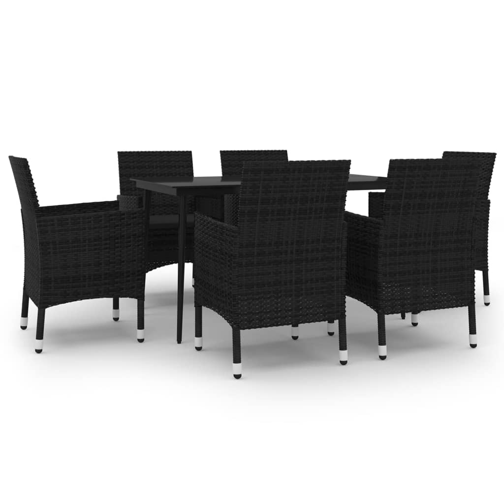 Set mobilier de grădină cu perne, 7 piese, poliratan și sticlă GartenMobel Dekor