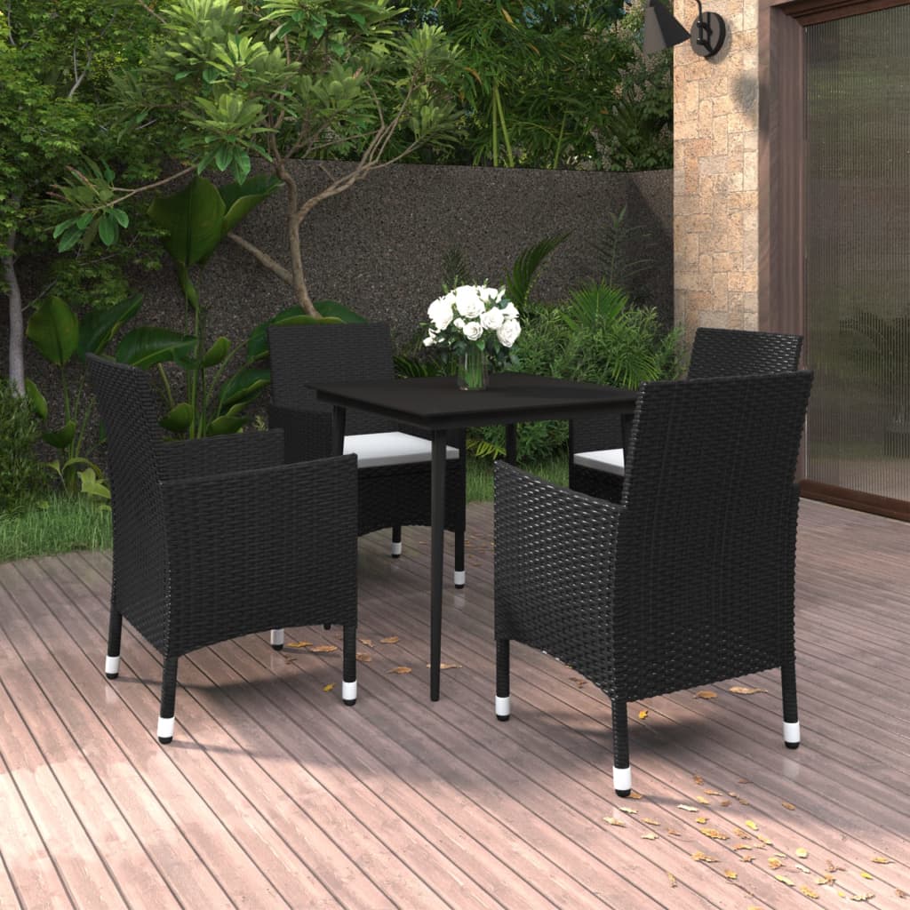 Set mobilier de grădină cu perne 5 piese poliratan & sticlă GartenMobel Dekor