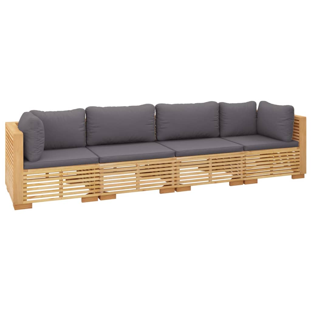 Set mobilier grădină cu perne, 4 piese, lemn masiv de tec GartenMobel Dekor
