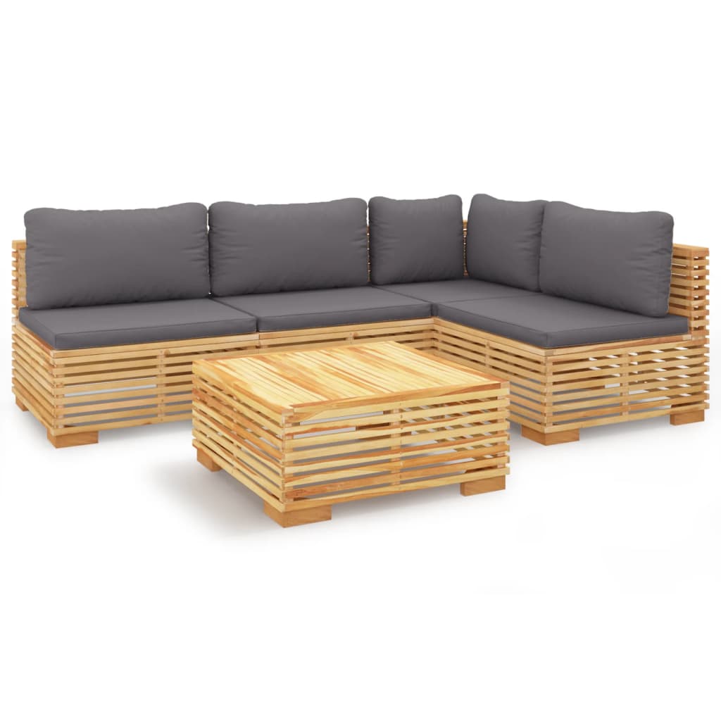 Set mobilier grădină cu perne, 5 piese, lemn masiv de tec GartenMobel Dekor