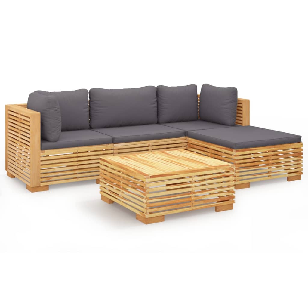Set mobilier grădină cu perne, 5 piese, lemn masiv de tec GartenMobel Dekor