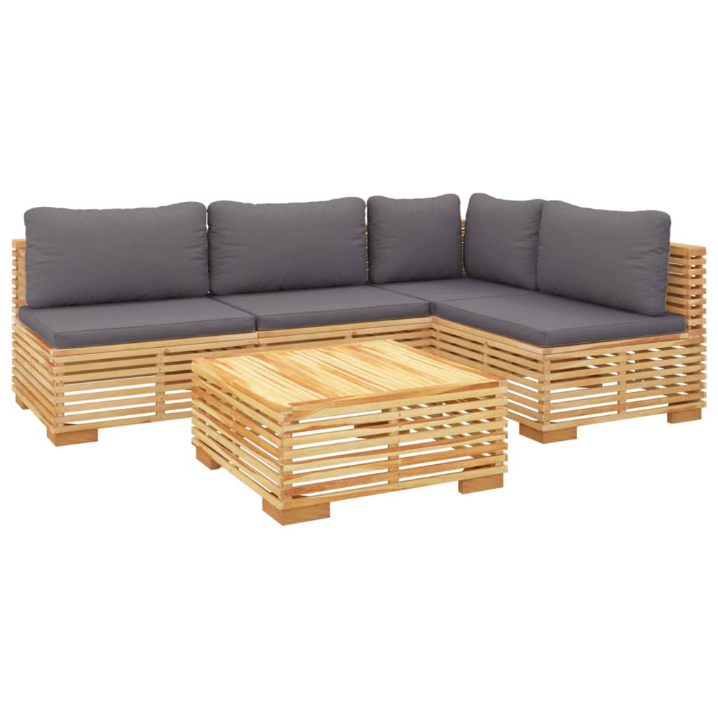 Set mobilier grădină cu perne, 5 piese, lemn masiv de tec GartenMobel Dekor