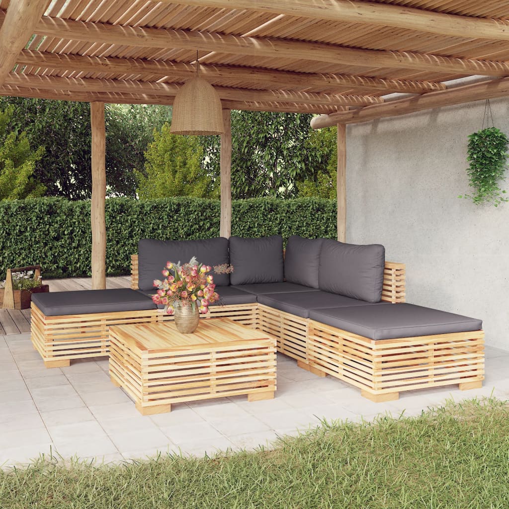 Set mobilier grădină cu perne, 6 piese, lemn masiv de tec GartenMobel Dekor