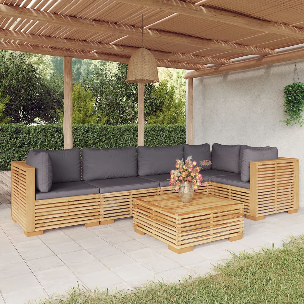Set mobilier grădină cu perne, 6 piese, lemn masiv de tec GartenMobel Dekor