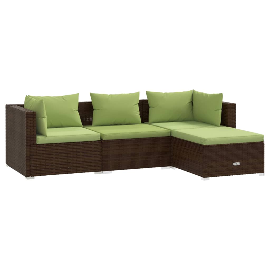 Set mobilier de grădină cu perne, 4 piese, maro, poliratan GartenMobel Dekor