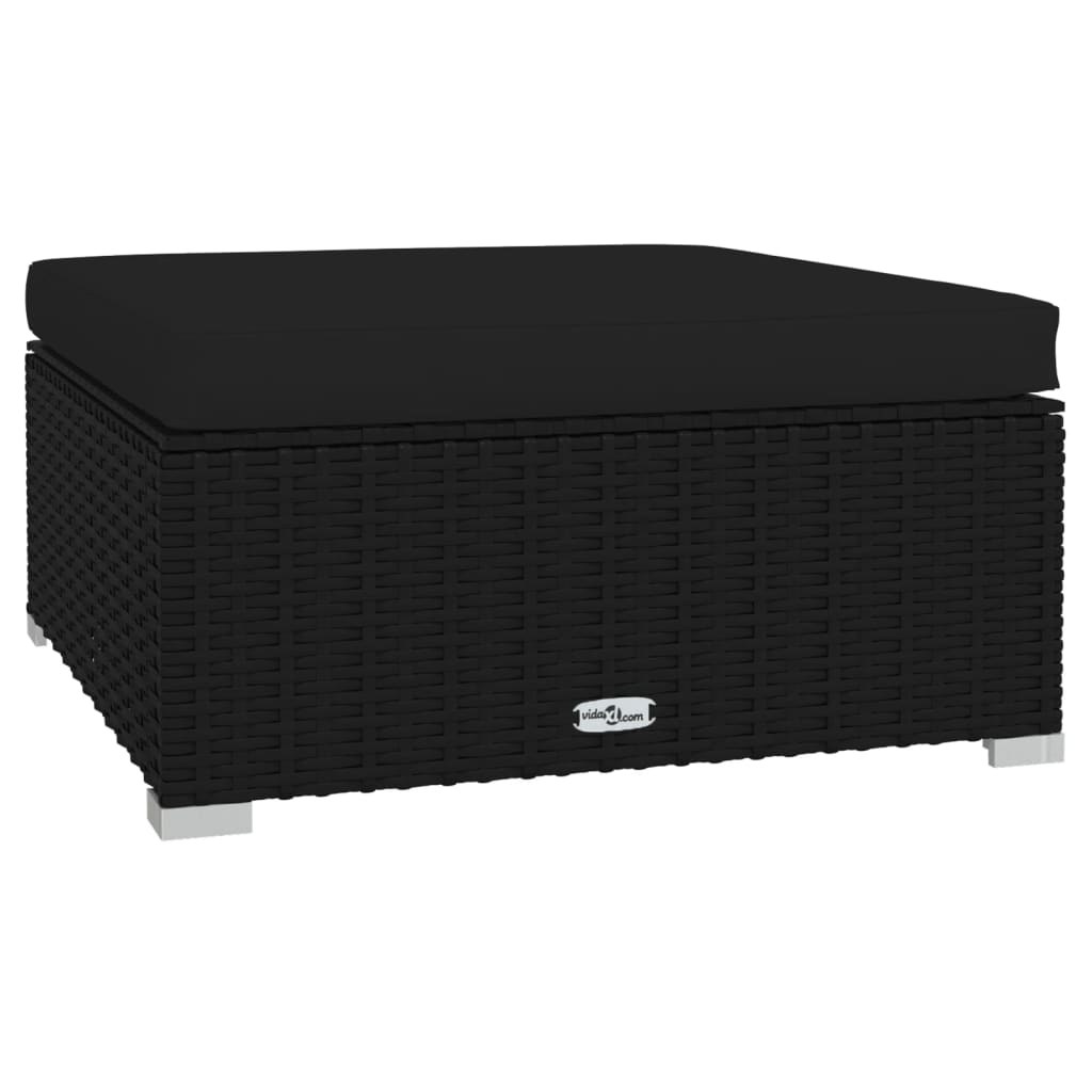 Set mobilier de grădină cu perne, 4 piese, negru, poliratan GartenMobel Dekor