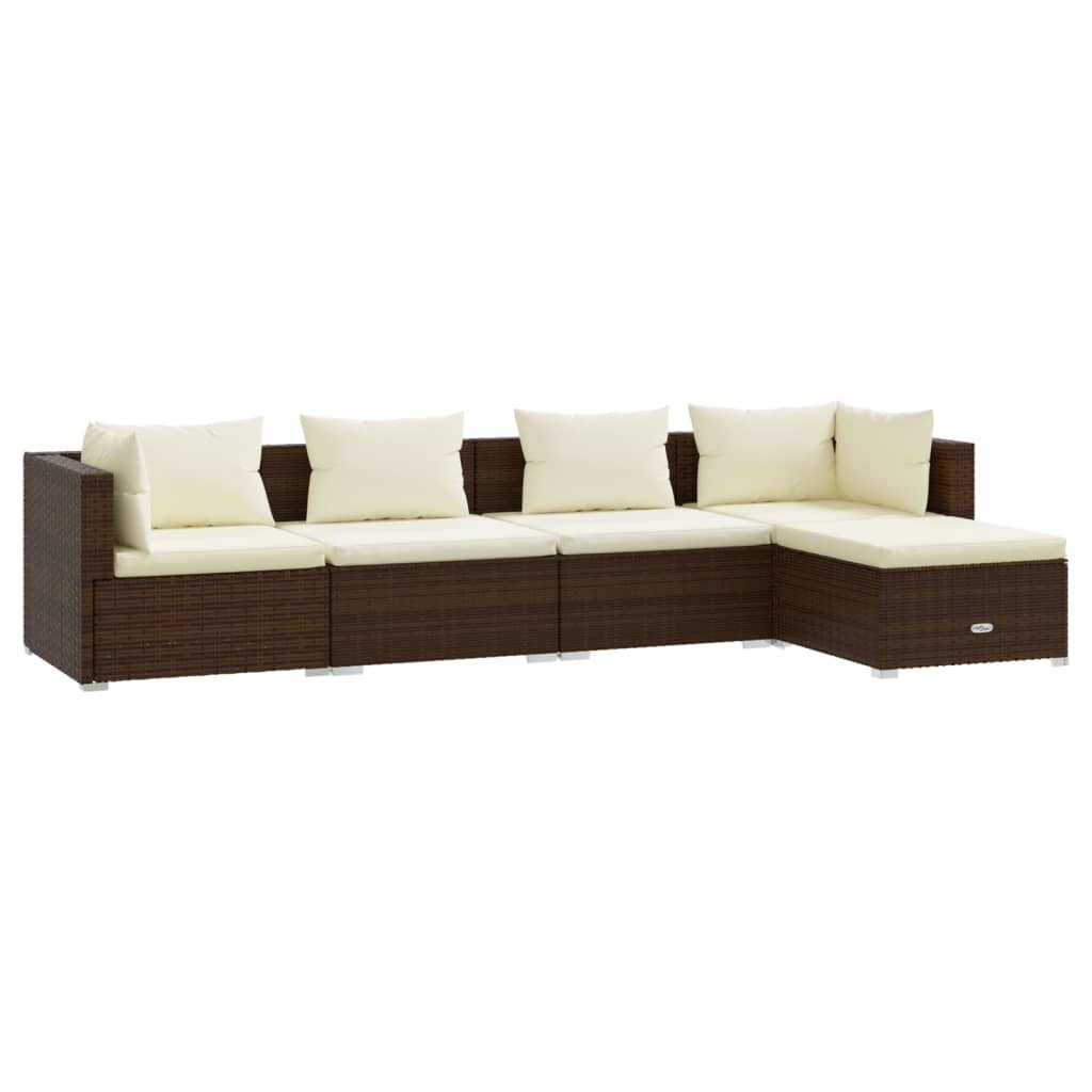 Set mobilier de grădină cu perne, 5 piese, maro, poliratan GartenMobel Dekor