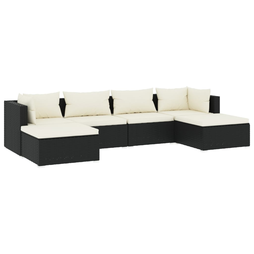 Set mobilier de grădină cu perne, 6 piese, negru, poliratan GartenMobel Dekor