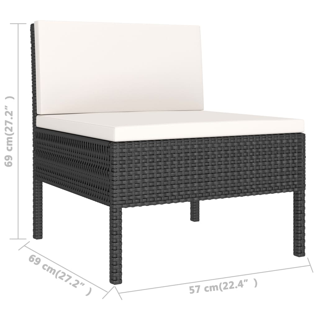 Set mobilier de grădină cu perne, 3 piese, negru, poliratan GartenMobel Dekor