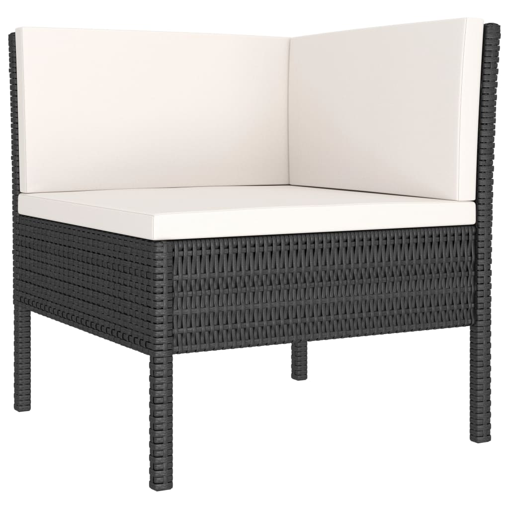 Set mobilier de grădină cu perne, 3 piese, negru, poliratan GartenMobel Dekor