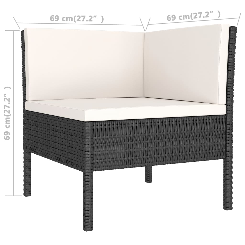 Set mobilier de grădină cu perne, 3 piese, negru, poliratan GartenMobel Dekor