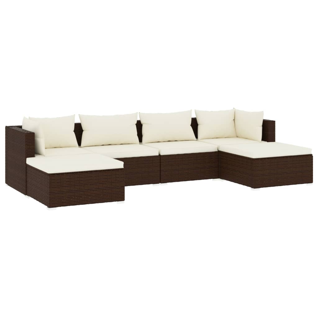 Set mobilier de grădină cu perne, 6 piese, maro, poliratan GartenMobel Dekor