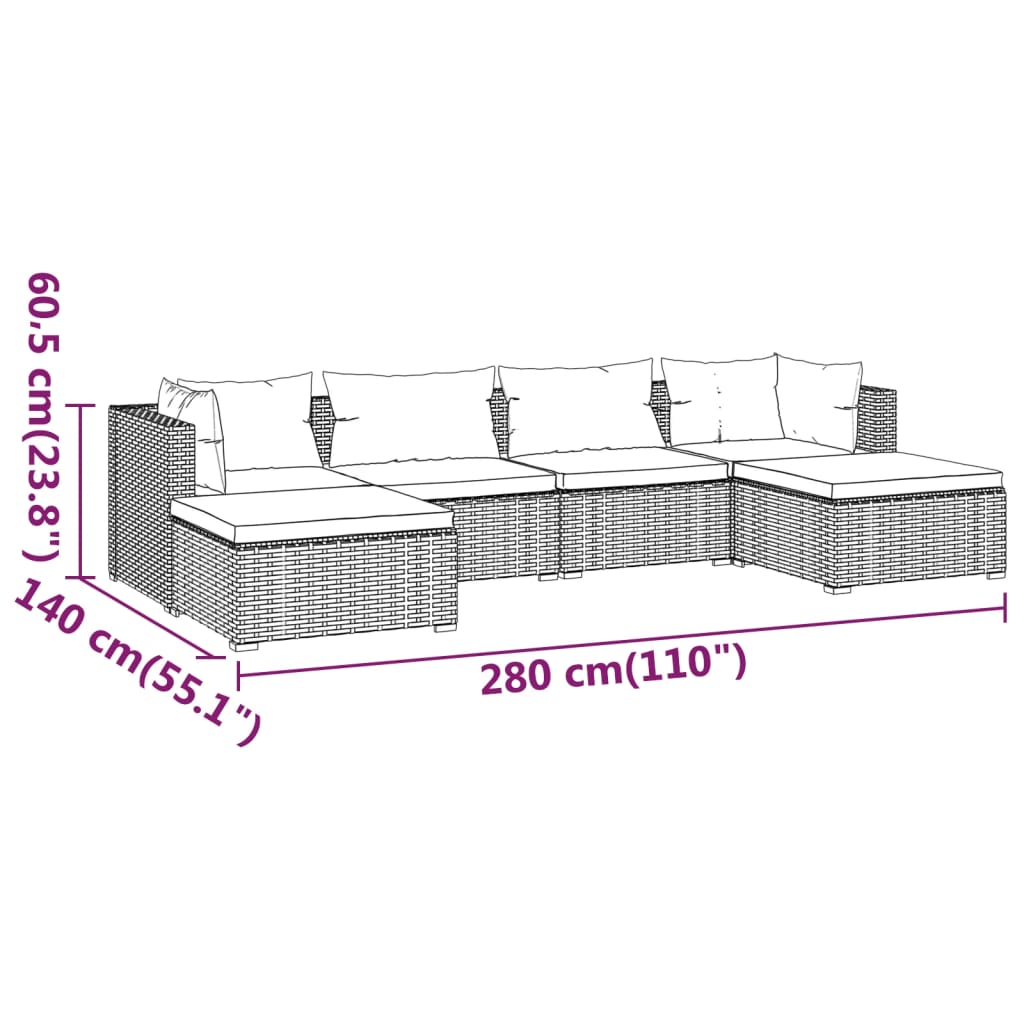 Set mobilier de grădină cu perne, 6 piese, maro, poliratan GartenMobel Dekor