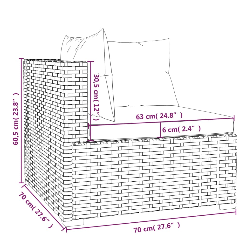 Set mobilier de grădină cu perne, 6 piese, maro, poliratan GartenMobel Dekor