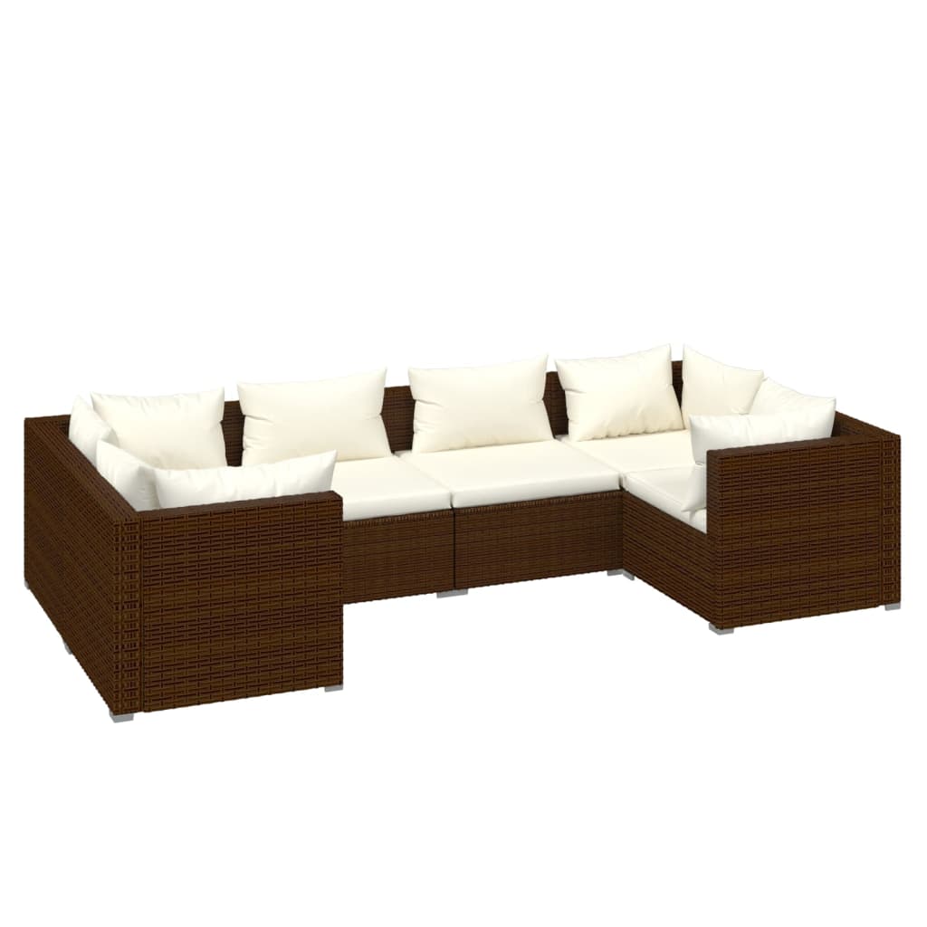 Set mobilier de grădină cu perne, 6 piese, maro, poliratan GartenMobel Dekor