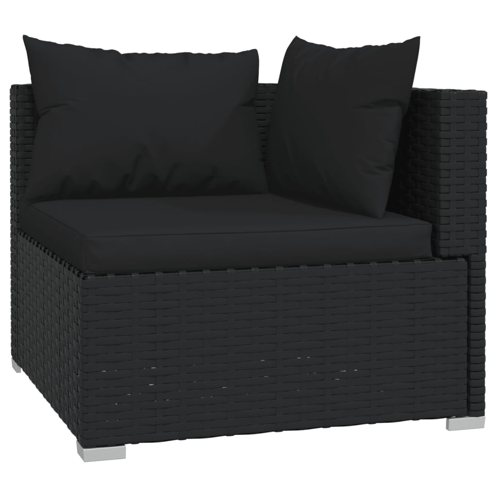 Set mobilier de grădină cu perne, 6 piese, negru, poliratan GartenMobel Dekor
