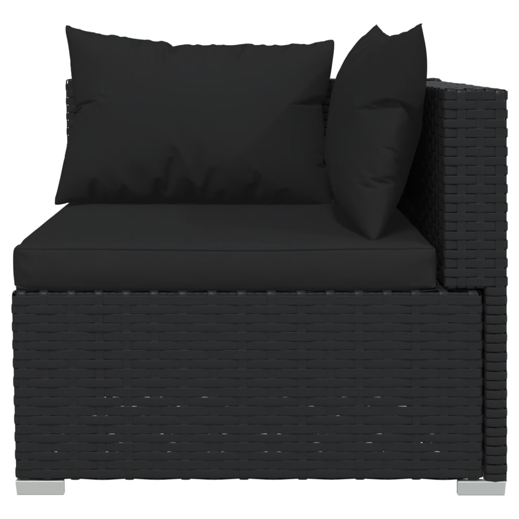 Set mobilier de grădină cu perne, 6 piese, negru, poliratan GartenMobel Dekor