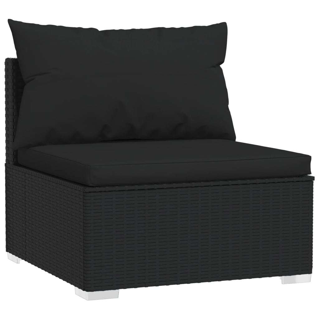 Set mobilier de grădină cu perne, 6 piese, negru, poliratan GartenMobel Dekor