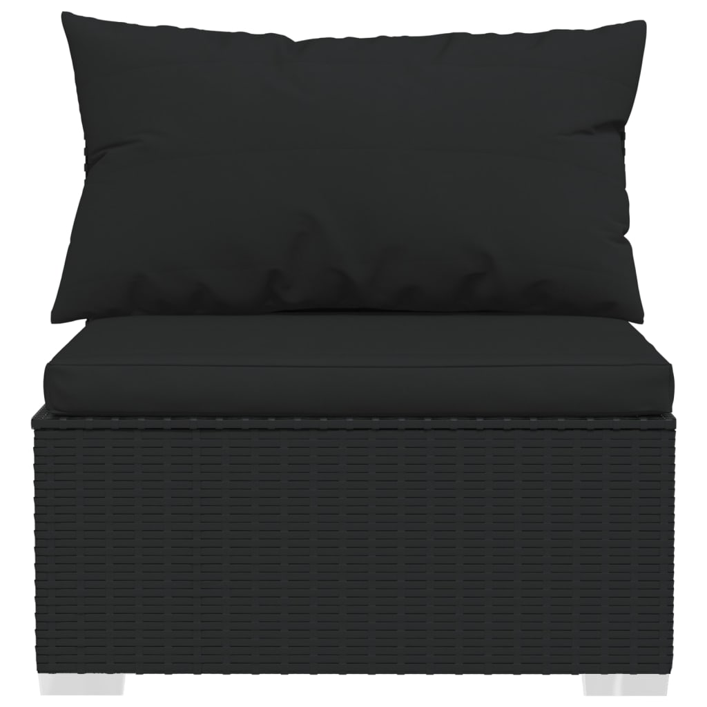 Set mobilier de grădină cu perne, 6 piese, negru, poliratan GartenMobel Dekor