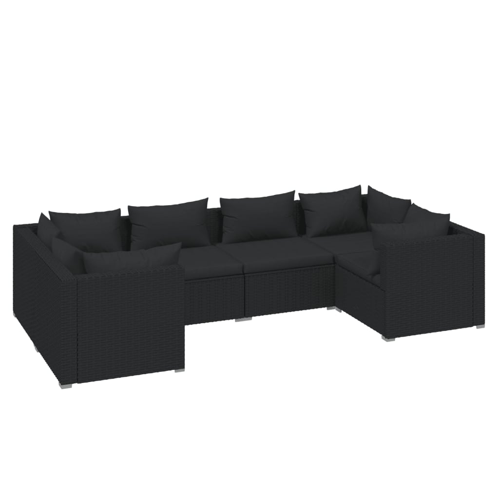 Set mobilier de grădină cu perne, 6 piese, negru, poliratan GartenMobel Dekor
