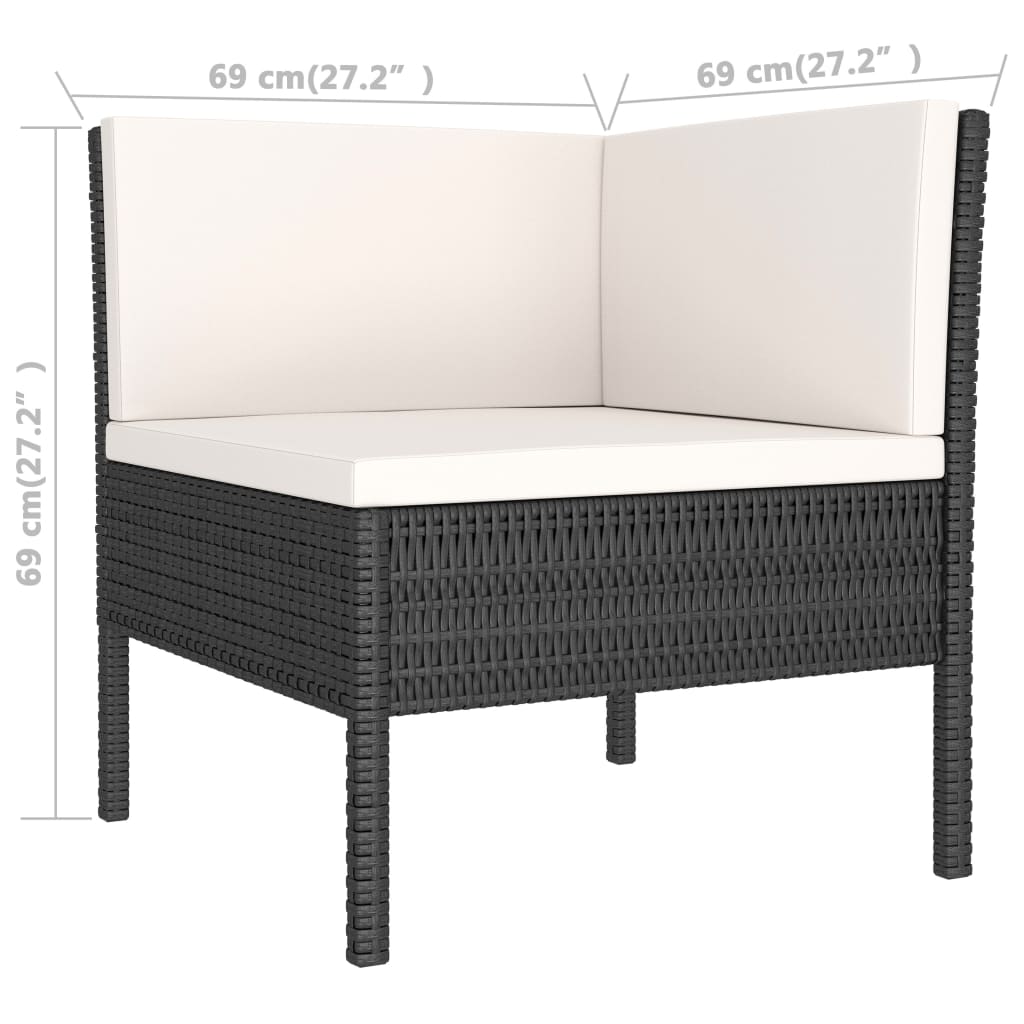 Set mobilier de grădină cu perne, 2 piese, negru, poliratan GartenMobel Dekor