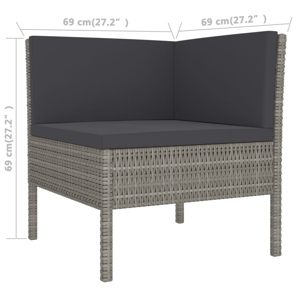 Set mobilier de grădină cu perne, 3 piese, gri, poliratan GartenMobel Dekor