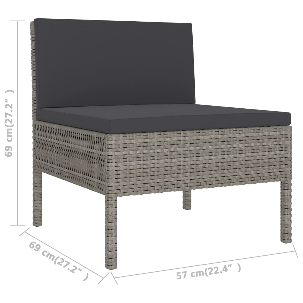 Set mobilier de grădină cu perne, 3 piese, gri, poliratan GartenMobel Dekor