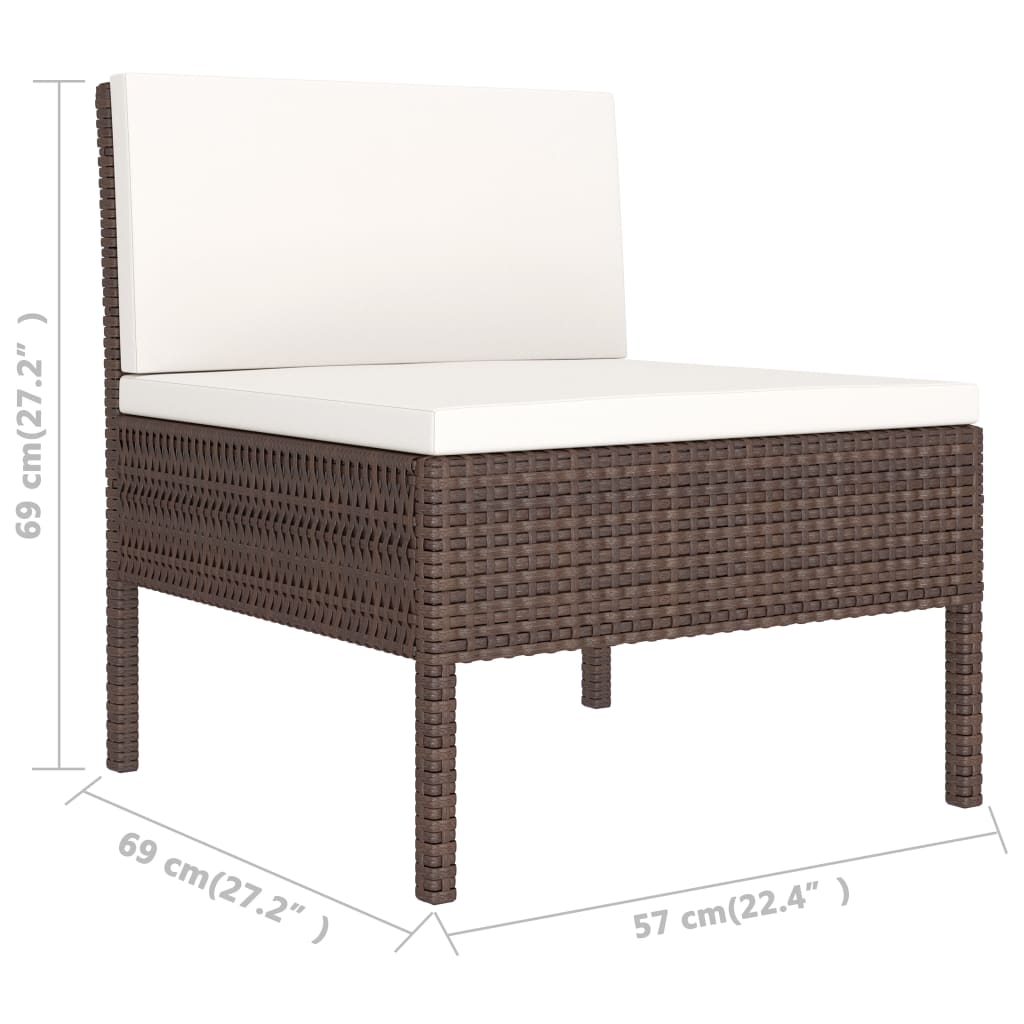 Set mobilier relaxare grădină cu perne 3 piese maro poliratan GartenMobel Dekor