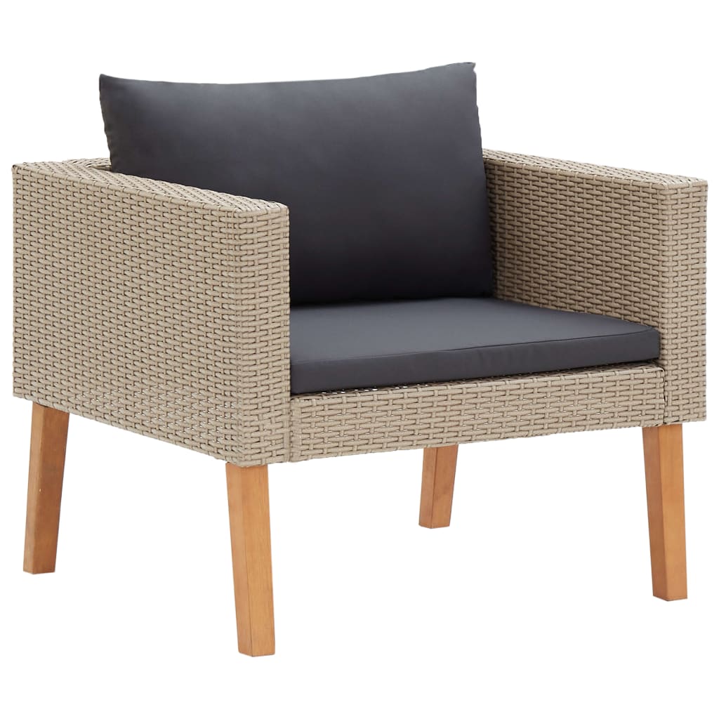 Set mobilier de grădină cu perne, 3 piese, bej, poliratan GartenMobel Dekor