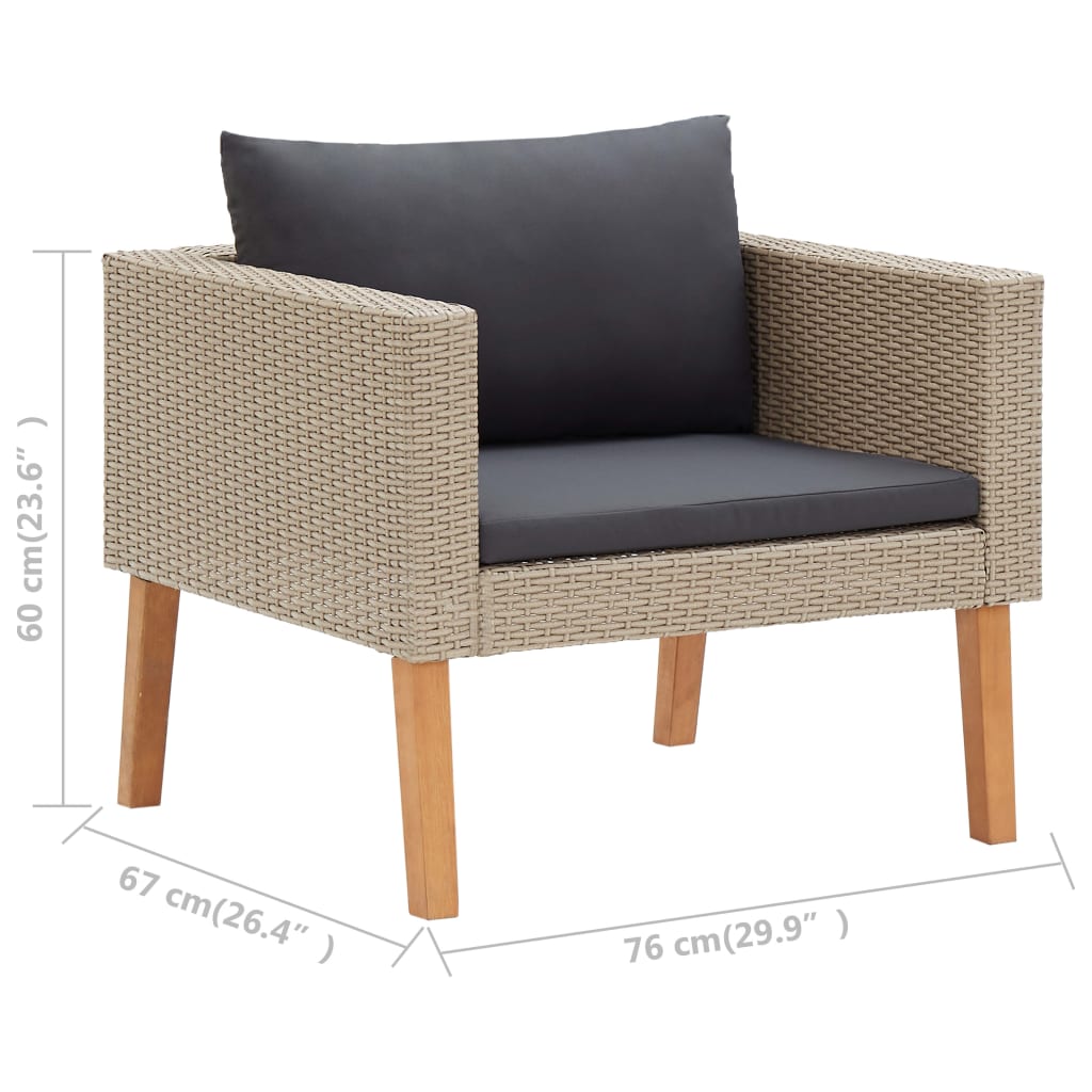 Set mobilier de grădină cu perne, 3 piese, bej, poliratan GartenMobel Dekor