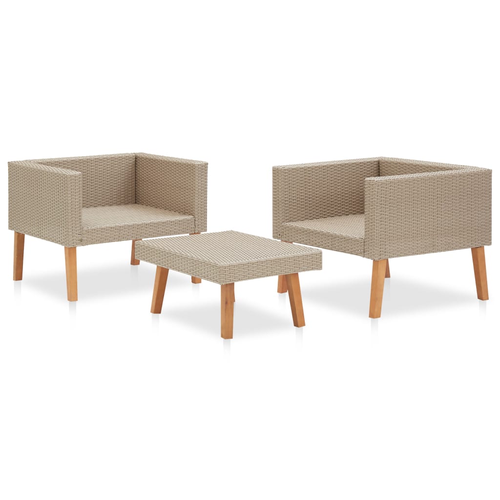 Set mobilier de grădină cu perne, 3 piese, bej, poliratan GartenMobel Dekor