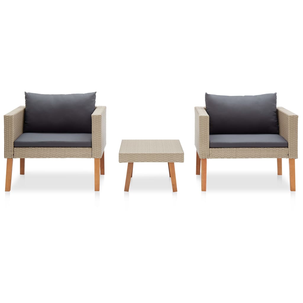 Set mobilier de grădină cu perne, 3 piese, bej, poliratan GartenMobel Dekor