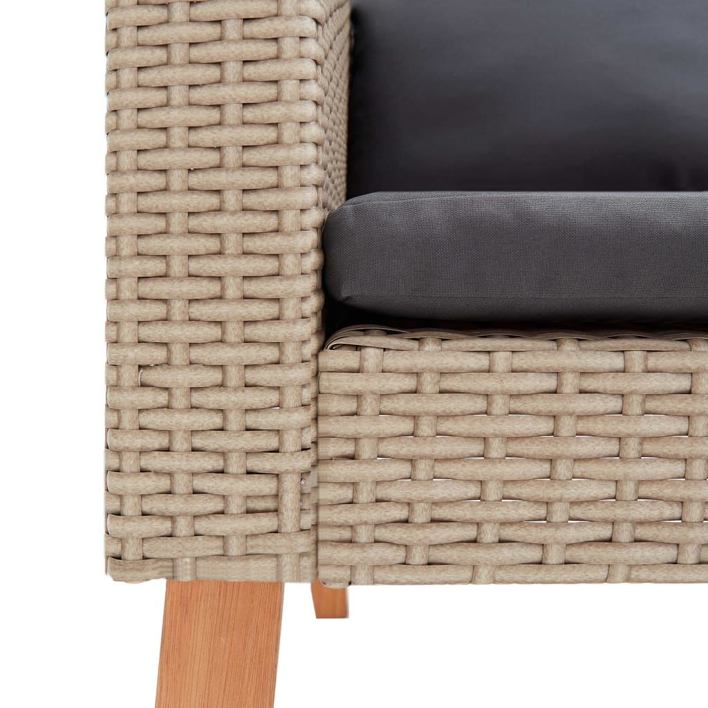 Set mobilier de grădină cu perne, 3 piese, bej, poliratan GartenMobel Dekor