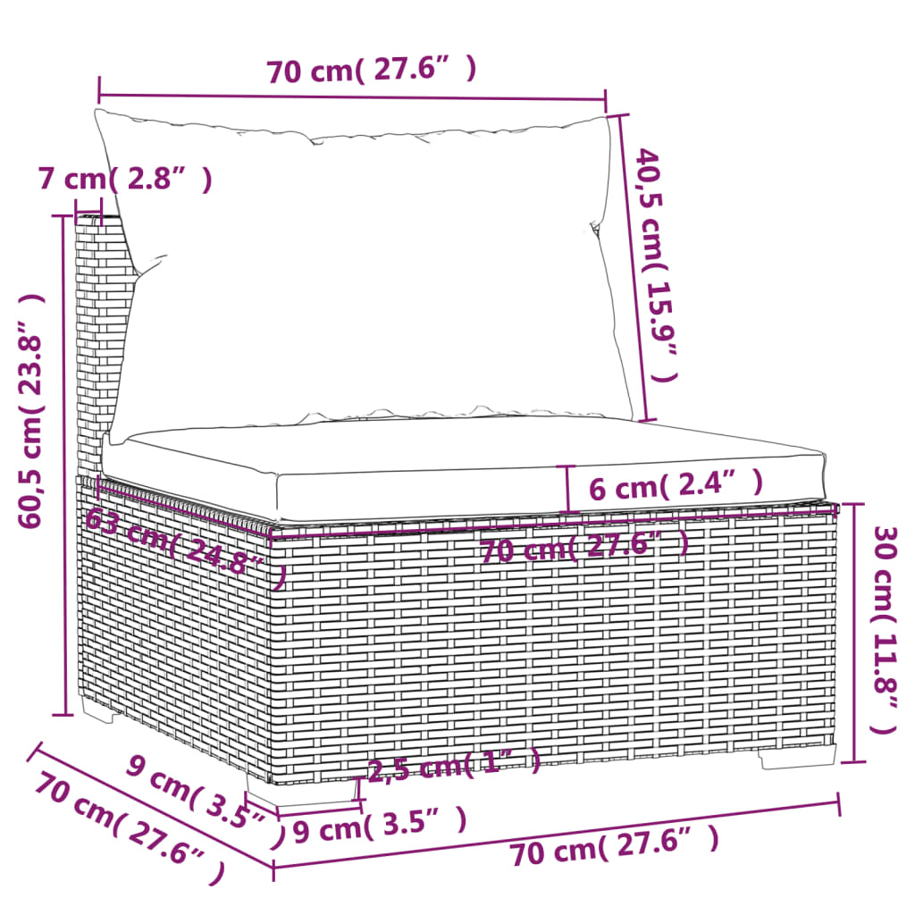 Set mobilier de grădină cu perne, 4 piese, maro, poliratan GartenMobel Dekor