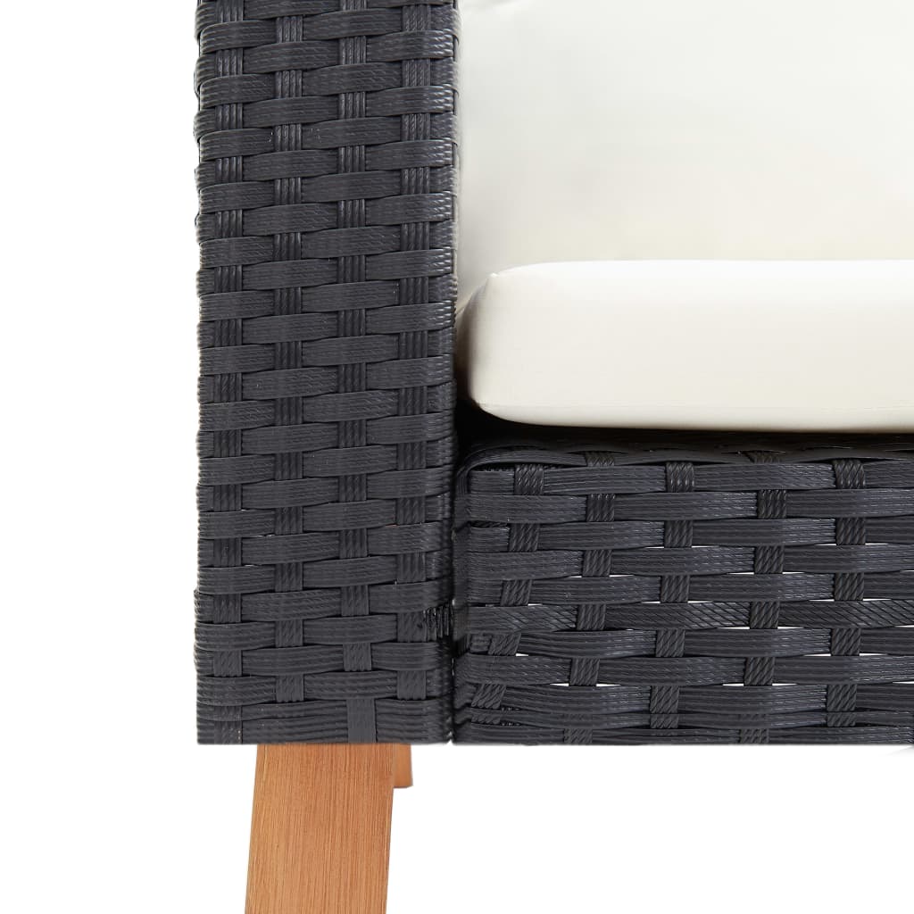 Set mobilier de grădină cu perne, 3 piese, negru, poliratan GartenMobel Dekor