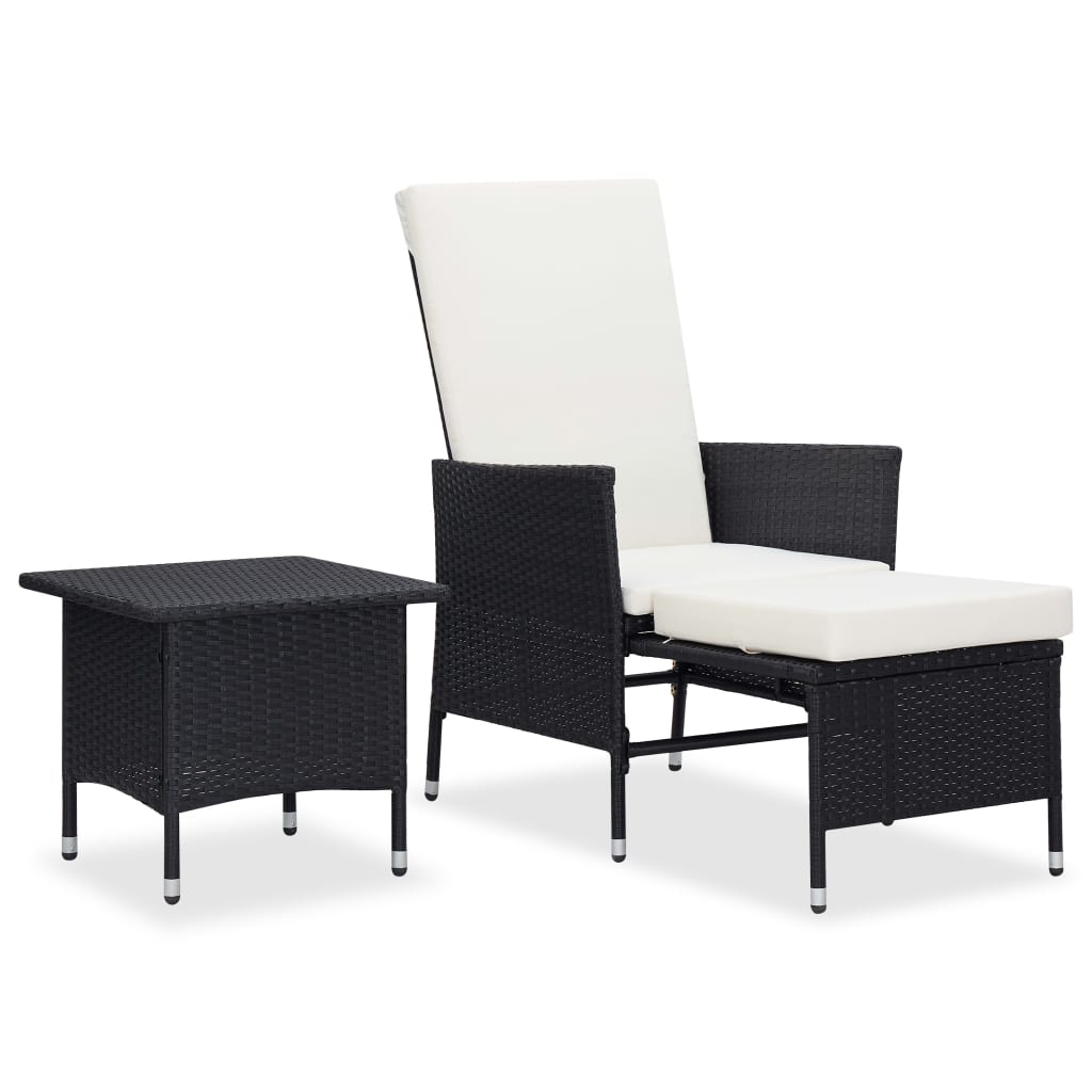 Set mobilier de grădină cu perne, 2 piese, negru, poliratan GartenMobel Dekor