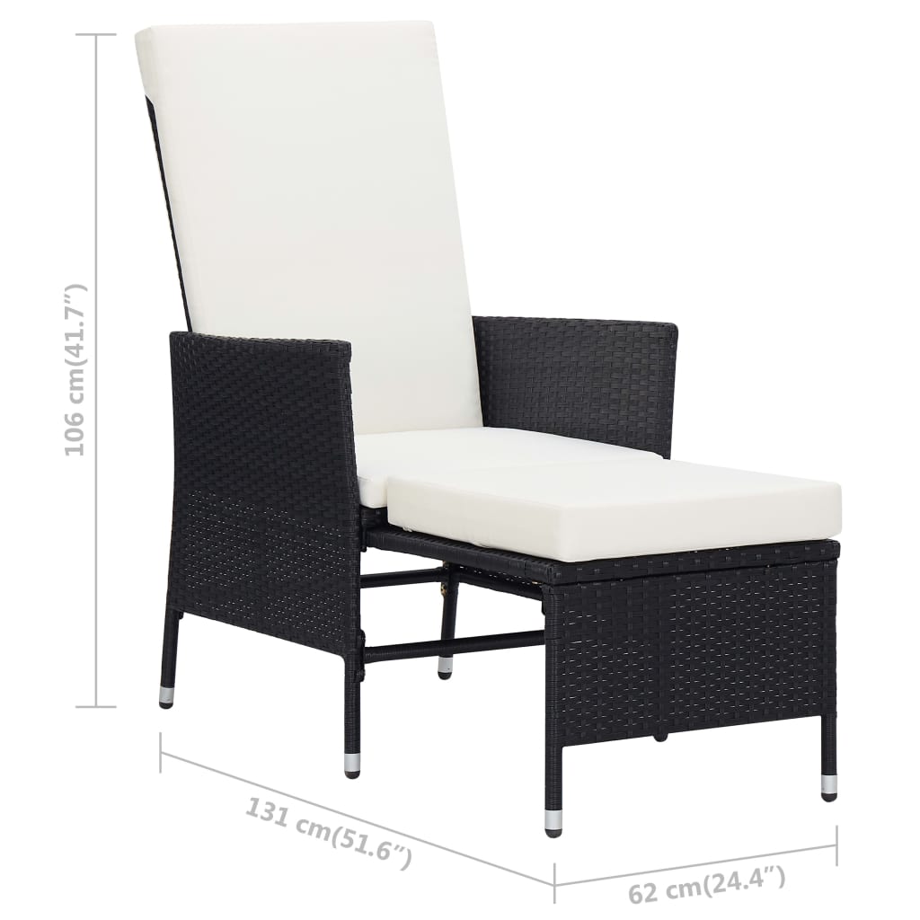 Set mobilier de grădină cu perne, 2 piese, negru, poliratan GartenMobel Dekor
