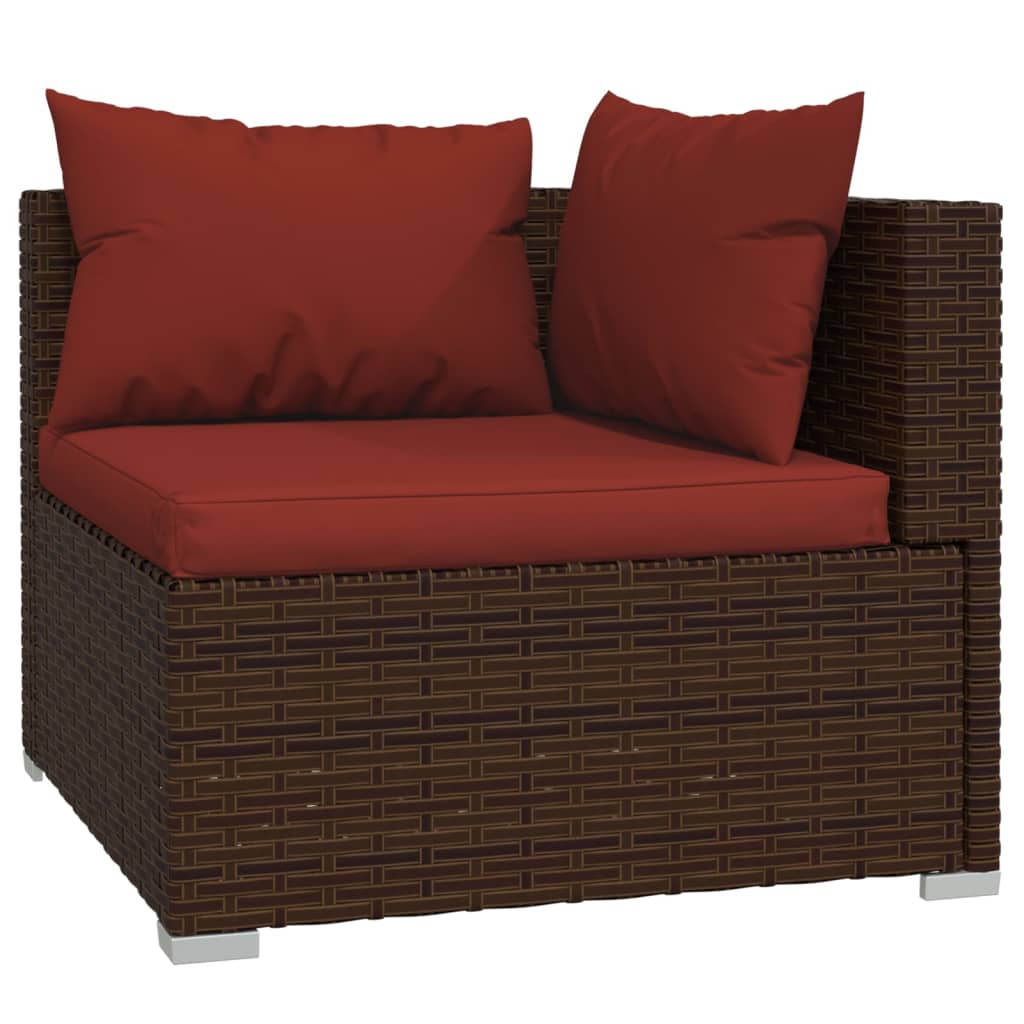 Set mobilier de grădină cu perne, 5 piese, maro, poliratan GartenMobel Dekor