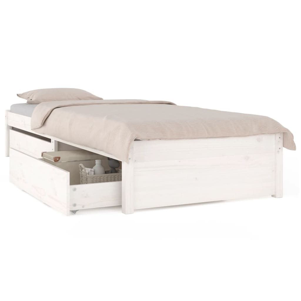 Cadru de pat cu sertare Single 3FT, alb, 90x190 cm GartenMobel Dekor