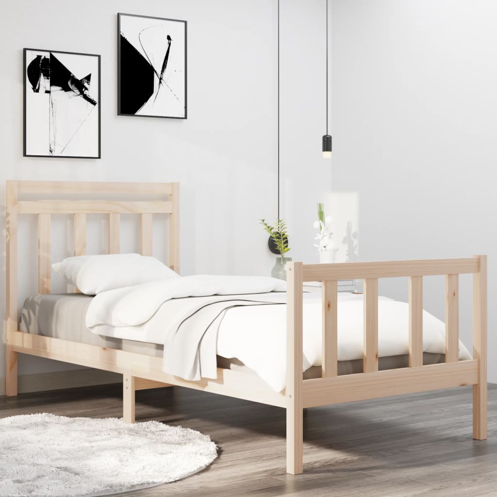 Cadru de pat single, 90x190 cm, lemn masiv GartenMobel Dekor