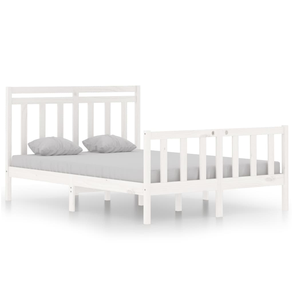 Cadru de pat dublu, alb, 135x190 cm, lemn masiv GartenMobel Dekor