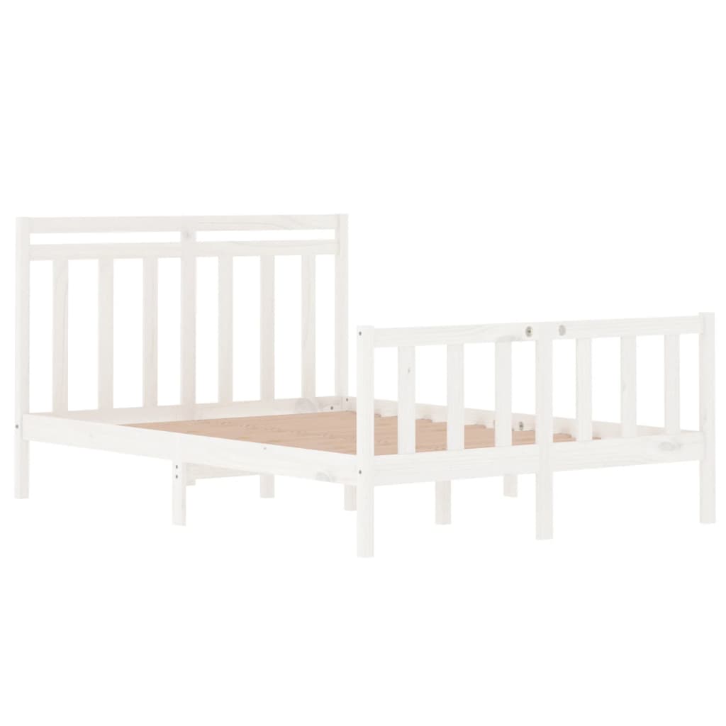 Cadru de pat dublu, alb, 135x190 cm, lemn masiv GartenMobel Dekor