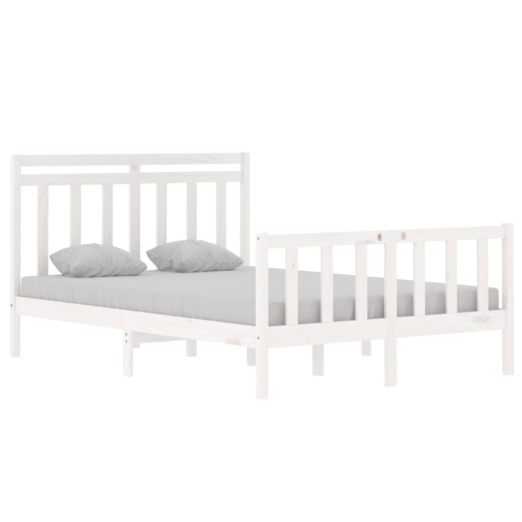 Cadru de pat dublu, alb, 135x190 cm, lemn masiv GartenMobel Dekor