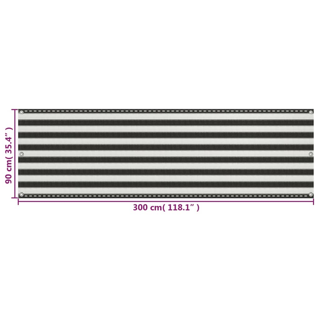 Paravan de balcon, antracit și alb, 90 x 300 cm, HDPE GartenMobel Dekor