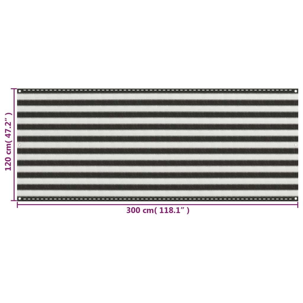 Paravan pentru balcon, antracit și alb, 120 x 300 cm, HDPE GartenMobel Dekor