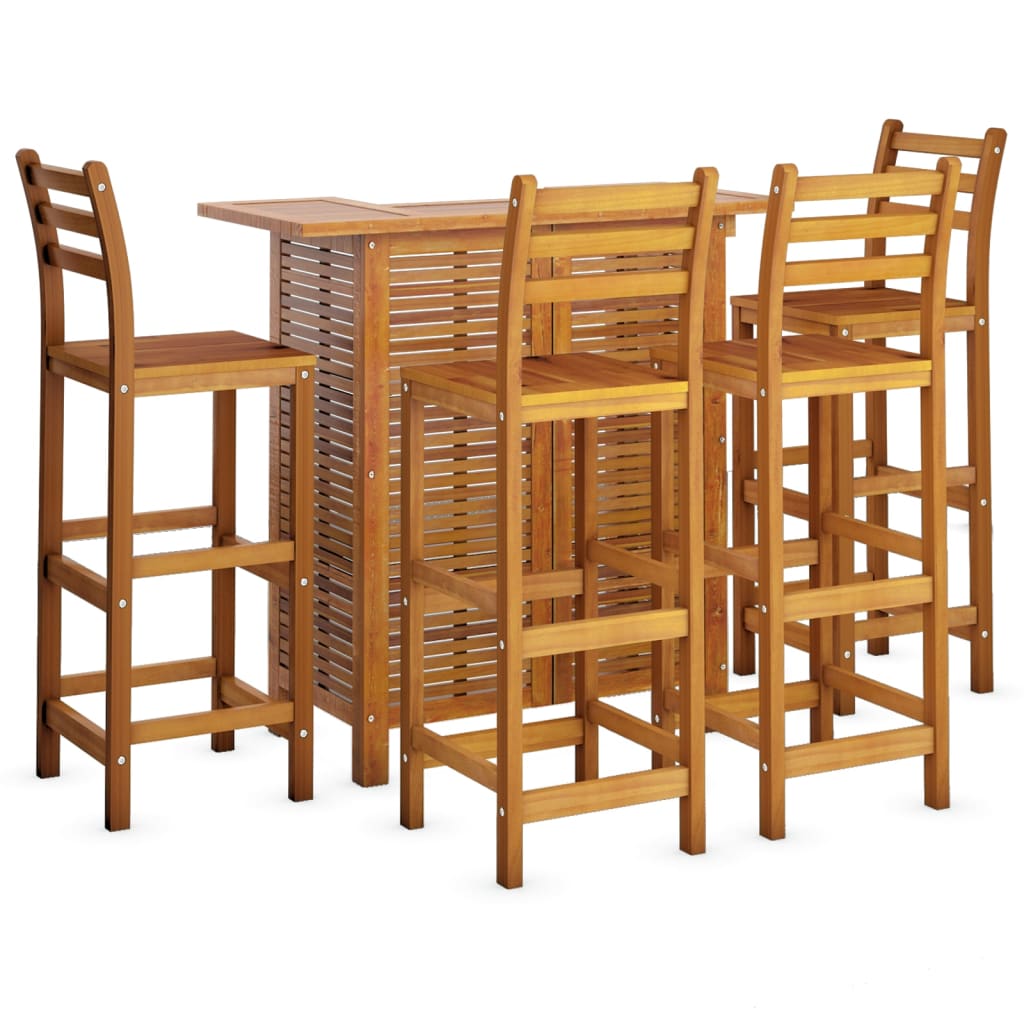 Set mobilier de bar de grădină, 5 piese, lemn masiv de acacia GartenMobel Dekor